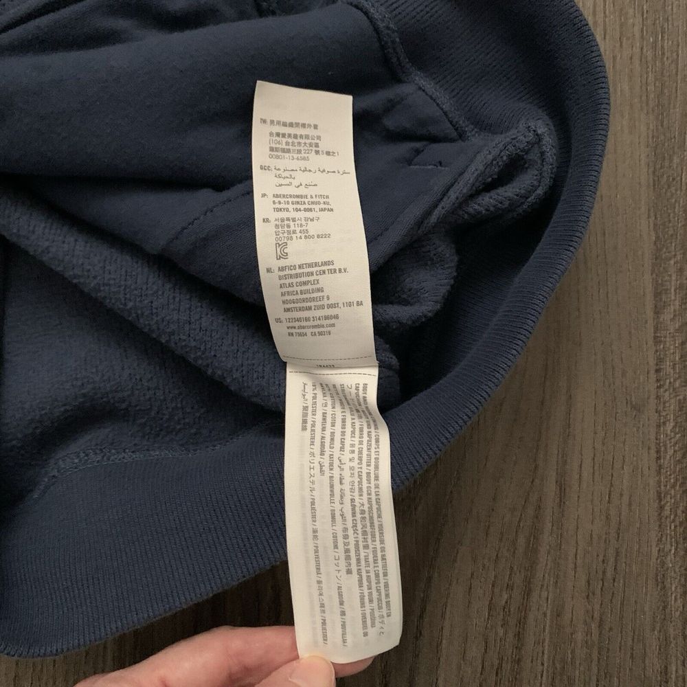 Abercrombie & Fitch Full Zip Hoodie Jacket Mens Navy blue Small Waterproof Hood - Picture 7 of 7